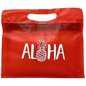 Givenchy Handbag Red White Clutch Bag Vinyl Clutch ALOHA Pineapple English